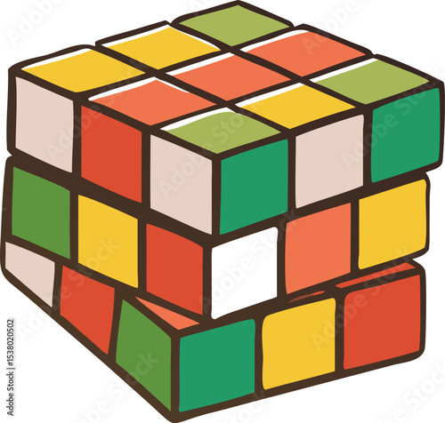 Colorful toy cubes in a geometric puzzle pattern, perfect for a vibrant 3D block game design illustration