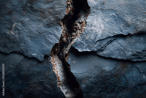 Dark Blue Cracked Slate Wall – High Resolution Flat Lay Texture Background for Text, Design, and Graphic Projects