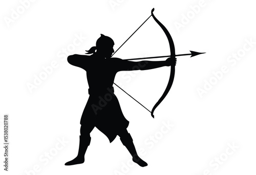 Archery and bow Silhouette Vector illustration, archery sport simple icon flat design.
