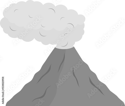 Illustration of Volcano Erupting with Smoke