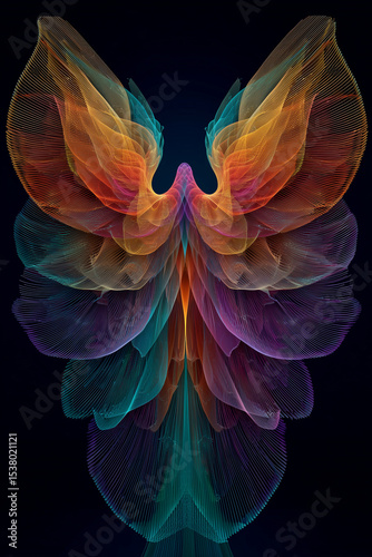 Abstract Spiritual Art of Rainbow Angel Wings – Colorful Ethereal Energy and Celestial Fantasy Illustration