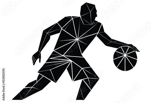 Geometric basketball player silhouette low poly style vector illustration modern sports design