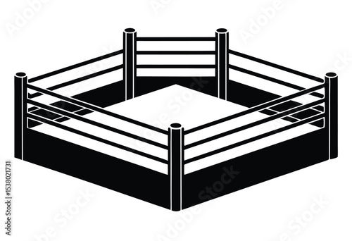 Boxing Ring Wrestling Ring Silhouette Vector Illustration Simple Icon Flat Design
