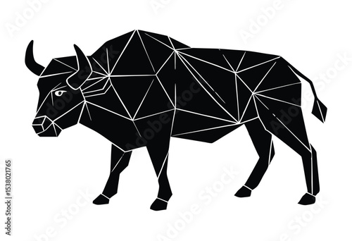 Low poly buffalo silhouette vector artwork modern geometric animal shape minimalist design