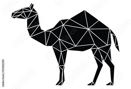 Geometric Camel Silhouette in Low Poly Style Vector Illustration for Creative Design