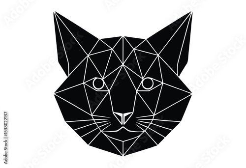 low poly cat head silhouette geometric animal vector illustration modern design artwork