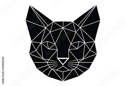 low poly cat head silhouette geometric animal vector illustration modern design artwork