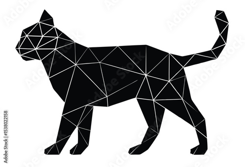 Geometric Cat Silhouette Vector Design Low Poly Animal Art Isolated Illustration Clipart
