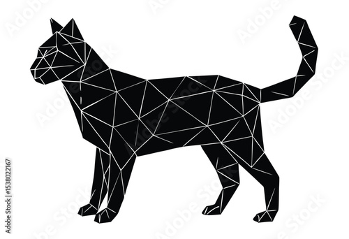 Geometric Cat Silhouette Vector Design Low Poly Animal Art Isolated Illustration Clipart