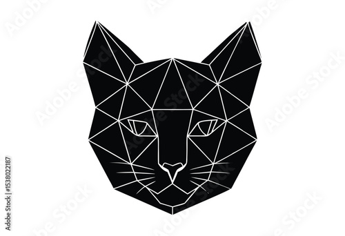 low poly cat head silhouette geometric animal vector illustration modern design artwork