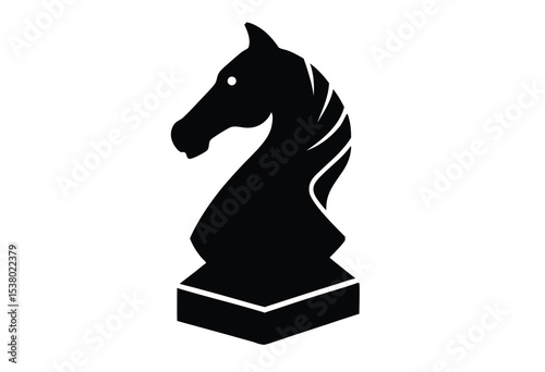 Chess Horse Silhouette Vector for Game Decor, Knight Icon Black Horse Clipart for Game