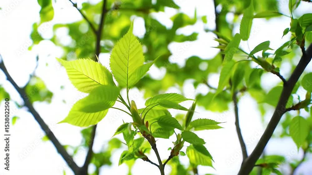 Lush Green Leaves on Tree Branches Against Sunlight Background Nature Detail Lush Green Leaves on Tree Branches Against Sunlight Background Nature Detail