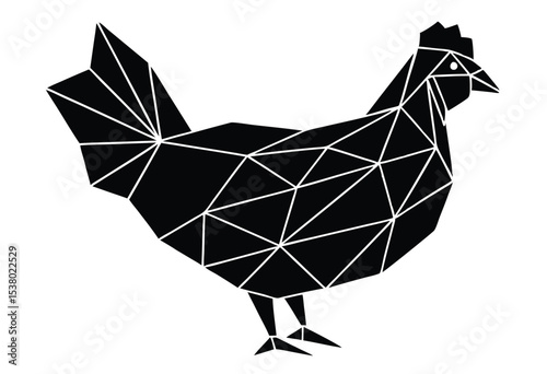 low poly chicken silhouette vector illustration modern geometric farm bird icon minimalist style