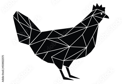low poly chicken silhouette vector illustration modern geometric farm bird icon minimalist style