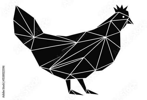 low poly chicken silhouette vector illustration modern geometric farm bird icon minimalist style