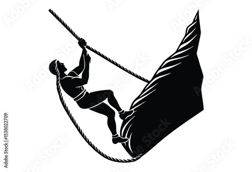 Minimal Climbing Rope Icon Silhouette Vector Illustration for Outdoor Equipment and Sport Concept