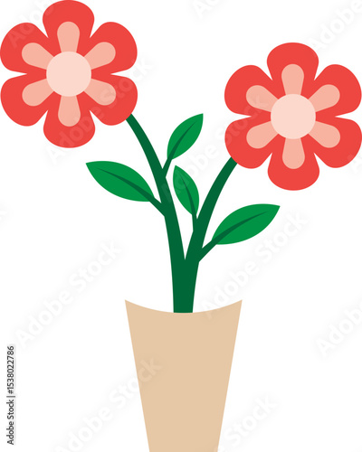 Illustration of a Colorful Flowers on Pot
