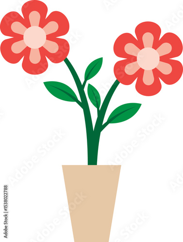 Illustration of a Colorful Flowers on Pot