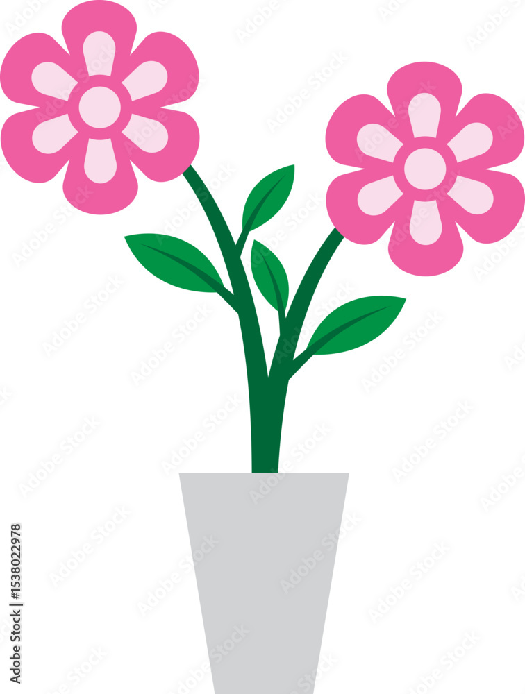 Fototapeta premium Illustration of a Colorful Flowers on Pot