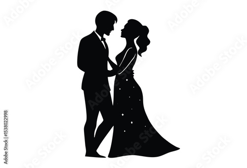 couple dancing low poly silhouette modern geometric art romantic dance vector illustration