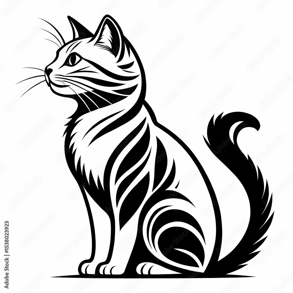 Fototapeta premium Playful Kitten: Adorable Cat Illustration & Pet Vector Art