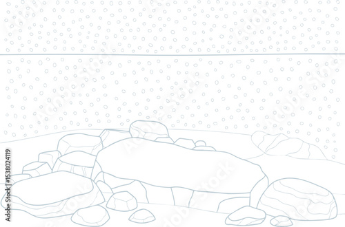 Layered Rock Landscape with Snow Elements