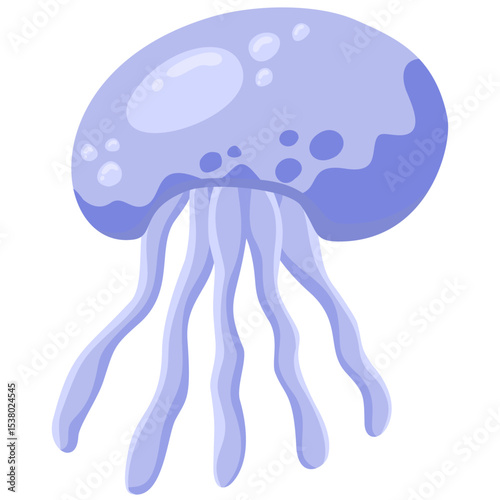 A jellyfish isolated on a transparent background.Vector illustration of a marine animal.