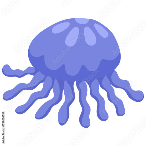 A jellyfish isolated on a transparent background.Vector illustration of a marine animal.