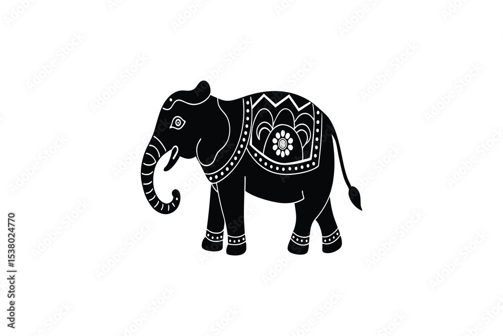 Fototapeta premium indian-ornate-elephant-hand-drawn-colored-illistra.eps