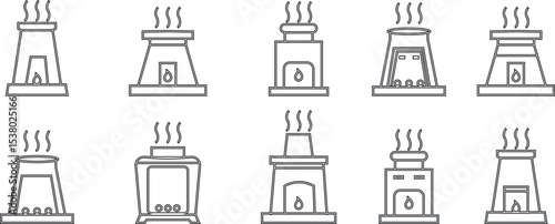 furnace icon set. Outline furnace icons from electronic device and stuff . Line and glyph vector template design elements, Editable symbols. Home heating system for energy and comfort design needs