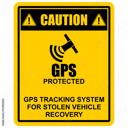 Caution, GPS Protected, sticker vector