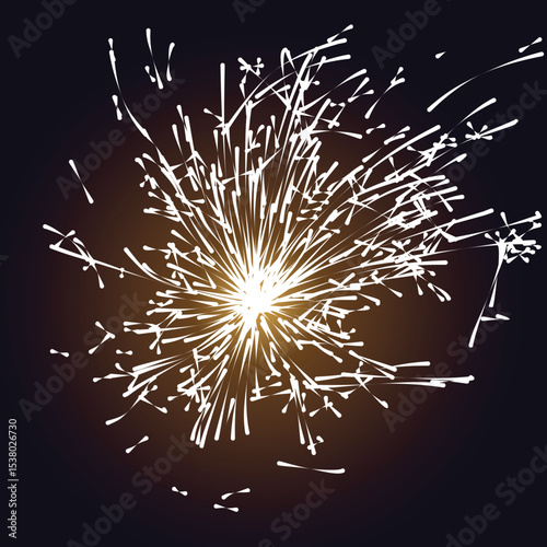 Flash of a flame in the night sky.
