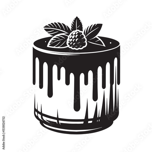 Black Panna Cotta Silhouette Vector, High Quality Illustration on White Background