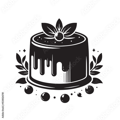 Black Panna Cotta Silhouette Vector, High Quality Illustration on White Background