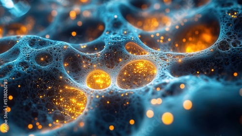 A microscopic world of nanotechnology, glowing with innovation 