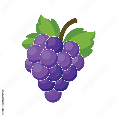 Grape fruits with leaf icon vector illustrtion