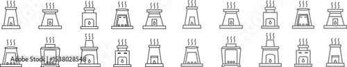 furnace icon set. Outline furnace icons from electronic device and stuff . Line and glyph vector template design elements, Editable symbols. Home heating system for energy and comfort design needs