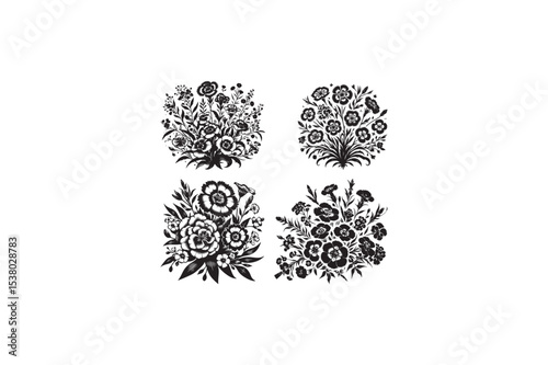 Sweet William flower vector silhouettes image made by adobe illustrator. eps