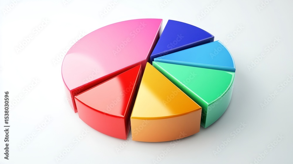 Obraz premium D pie chart with clear labels, white space optimized for presentation