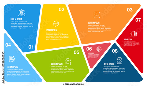Infographics design vector and business icons with 8 options for presentation and web site. vector eps