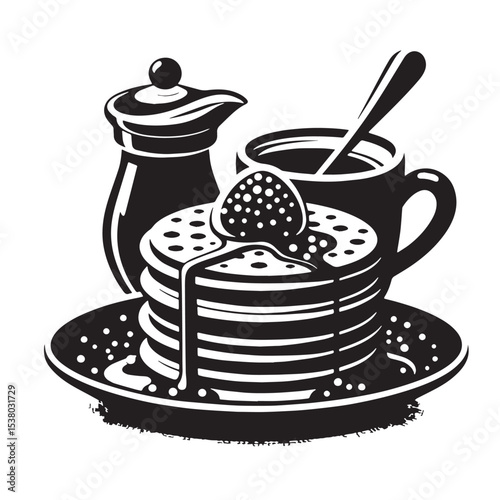Black Poffertjes Silhouette Vector, High Quality Illustration on White Background