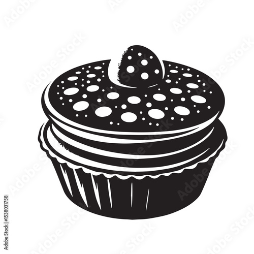 Black Poffertjes Silhouette Vector, High Quality Illustration on White Background