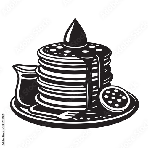 Black Poffertjes Silhouette Vector, High Quality Illustration on White Background