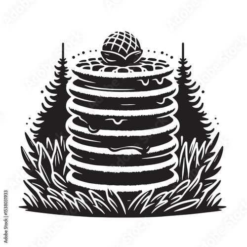 Black Poffertjes Silhouette Vector, High Quality Illustration on White Background