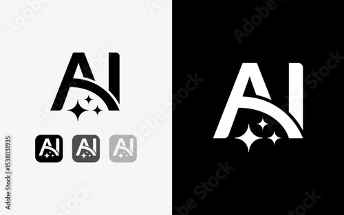 Ai Logo Concept with modern minimalist concept. Artificial Intelligence symbol icon combining between letter A and I with abstract shape in the creative way design concept.