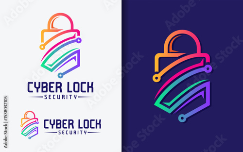Shield and tech elements combined in digital security logo, symbolizing strong data protection and advanced defense systems