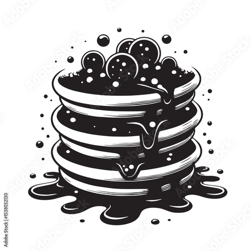 Black Poffertjes Silhouette Vector, High Quality Illustration on White Background