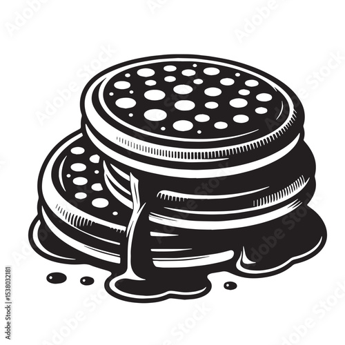 Black Poffertjes Silhouette Vector, High Quality Illustration on White Background