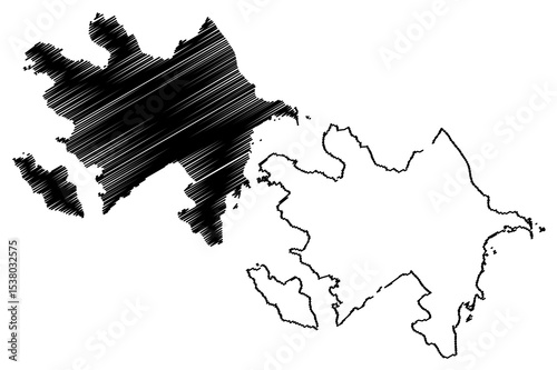 Azerbaijan map vector illustration, scribble sketch Azerbaijan