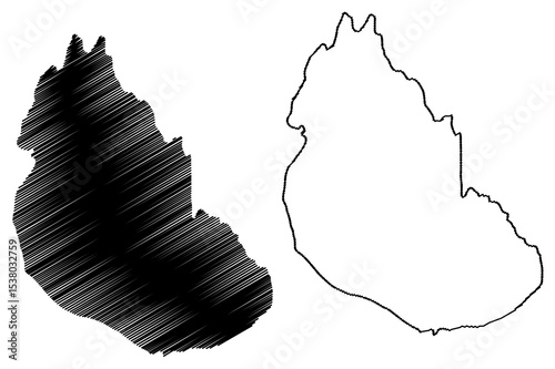 Calf of Eday island (United Kingdom of Great Britain and Northern Ireland, Scotland, Orkney) map vector illustration, scribble sketch Isle of Cauf o Aidee or Kalfr map